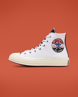 Converse Logo Play Chuck 70 Erkek Uzun Ayakkabı Beyaz/Kırmızı/Mavi | 1603874-Türkiye